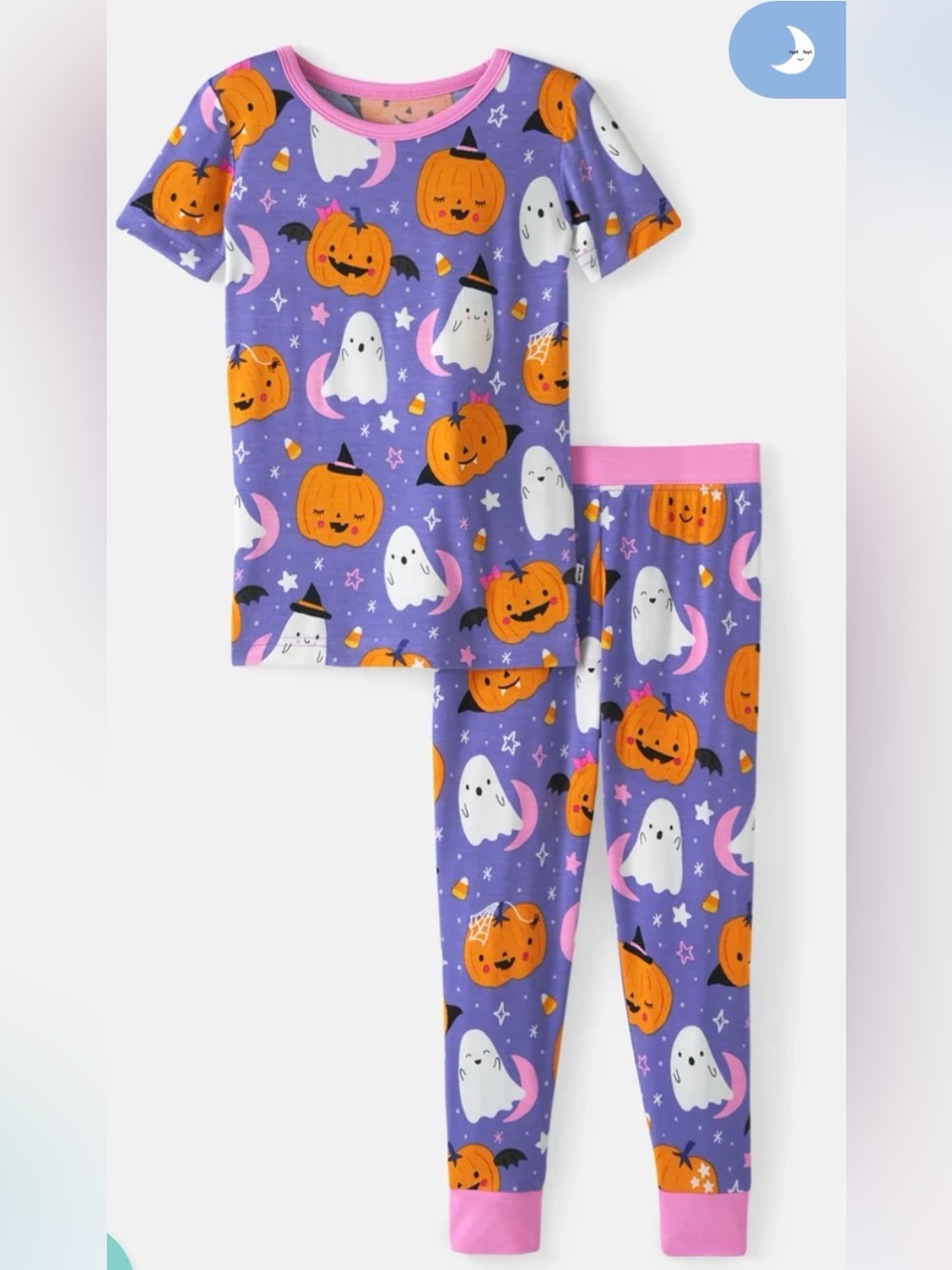 NWT 3T Little Sleepies Halloween Moonlit Magic Purple Short Sleeve Long Pajamas